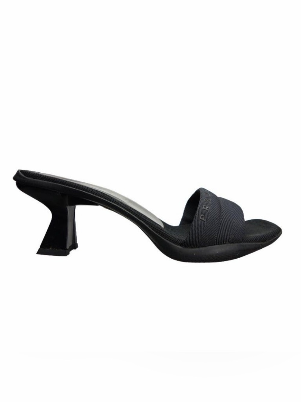 Prada SS99 sport rubber sole mesh strap kitten heel black mule size 39